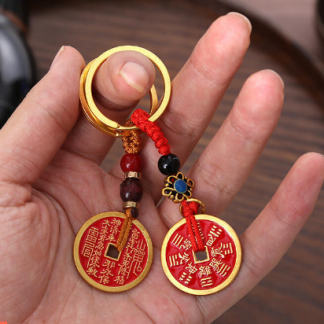 Bagua copper coin keychain